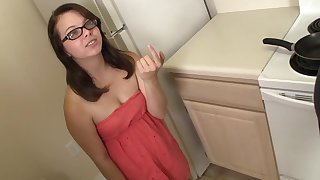 POv handjob along girl with glasses