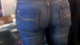 Co worker Anna's sexy wide ass in tight jeans