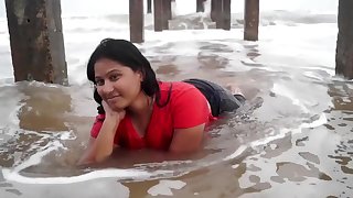Hot Girl Wet Show And Romance On Beach